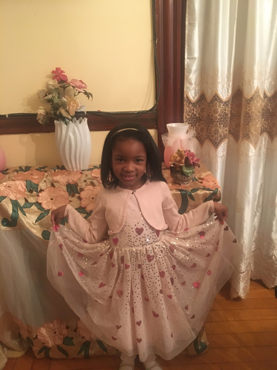 Bella showing her dress