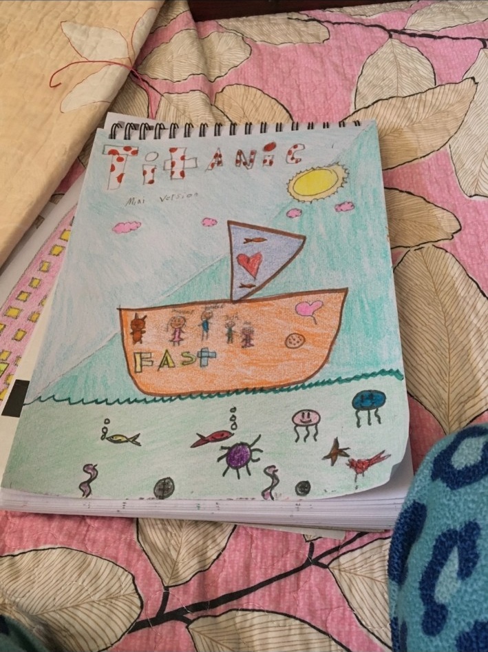 Bella’s drawing of her own version of the Titanic.